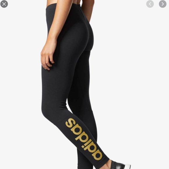 adidas Pants - Adidas black and gold glitter leggings Medium